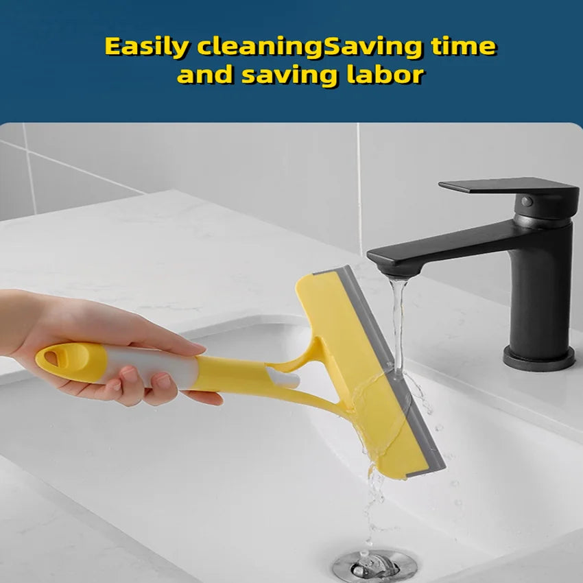 3-In-1 Multipurpose Glass Wiper Scraper Shower Squeegee Cleaner 3In1 with Spray Bathroom Mirrors Tiles Car Window Cleaning Tool
